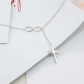 Giffany 925 Sterling Silver Infinity Love Necklace with Cross Fashion Chain