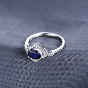 Giffany 925 Sterling Silver Ring Created Blue Sapphire Gemstone Jewelry