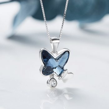 Giffany 925 Sterling Silver Butterfly Jewelry Set Embellished with crystal
