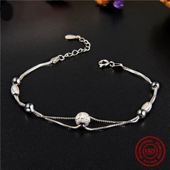Giffany 925 Sterling Silver Fine Jewelry Ball Charm Bead Bracelets