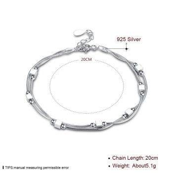 Giffany 925 Sterling Silver Square Silver-Color Bracelet